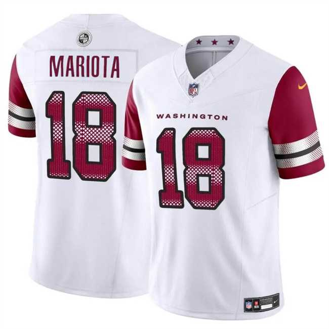 Men & Women & Youth Washington Commanders #18 Marcus Mariota White 2024 F.U.S.E Vapor Limited Stitched Jersey